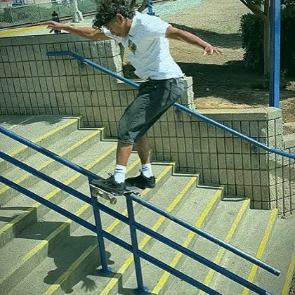 Marcus Attwood Jr skating a handrail